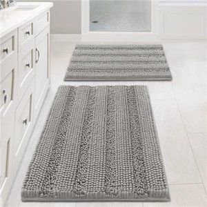 Bathroom Rugs Sets 2 Piece Bath Mat,Non Slip Thick Shaggy Chenille Bathroom Rugs